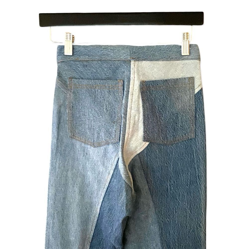 EB Denim Lace up jeans blue patchwork straight leg flares Revolve Sz 2 / S $385 - Picture 5 of 15